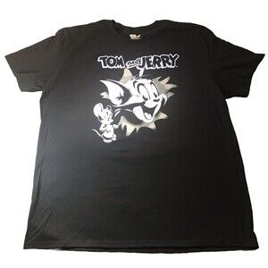 New Retro Men’s Black Tom & Jerry Graphic T-Shirt Size 3XL XXXL Cartoon